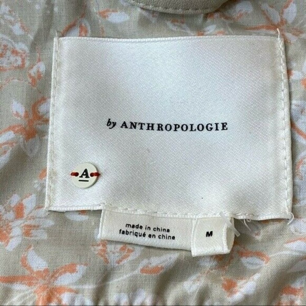 NWT Anthropologie M Vegan Faux Leather Crop Moto Jacket Zippers beige MSRP $160 - Picture 6 of 12